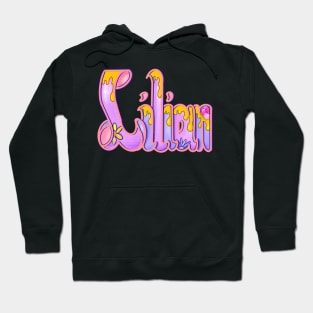 Lilian with yellow drips Girls and womens Personalized Custom name Lilian Hoodie